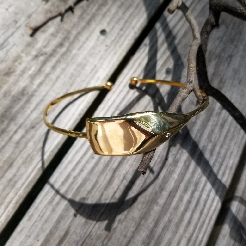 Gold Brass Id Collar Choker Necklace